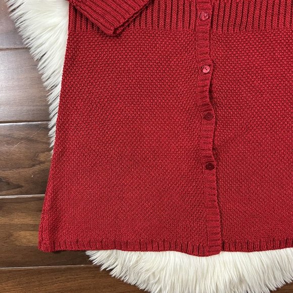 Eileen Fisher Women's Size‎ XS Red 100% Hemp Button Long Cardigan Sweater - Picture 3 of 8